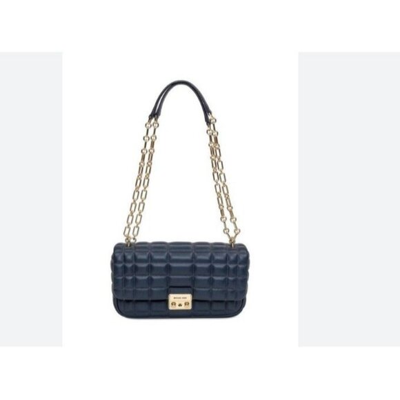 MICHAEL KORS Tribeca quilted leather convertible shoulder crossbody bag -NAVY - Picture 1 of 15